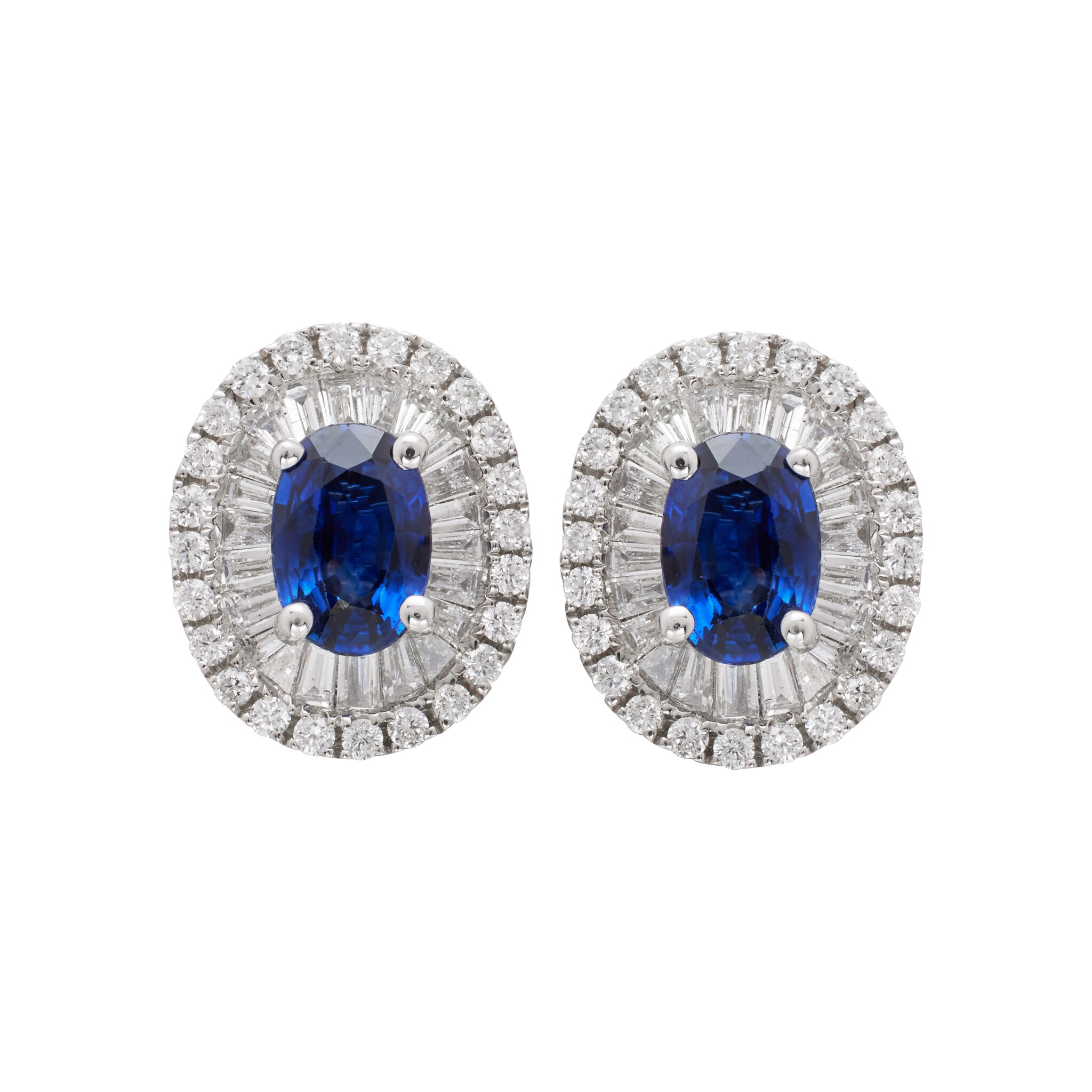White Gold, 1.05ctw Sapphire and Diamond Stud Earrings — view 1