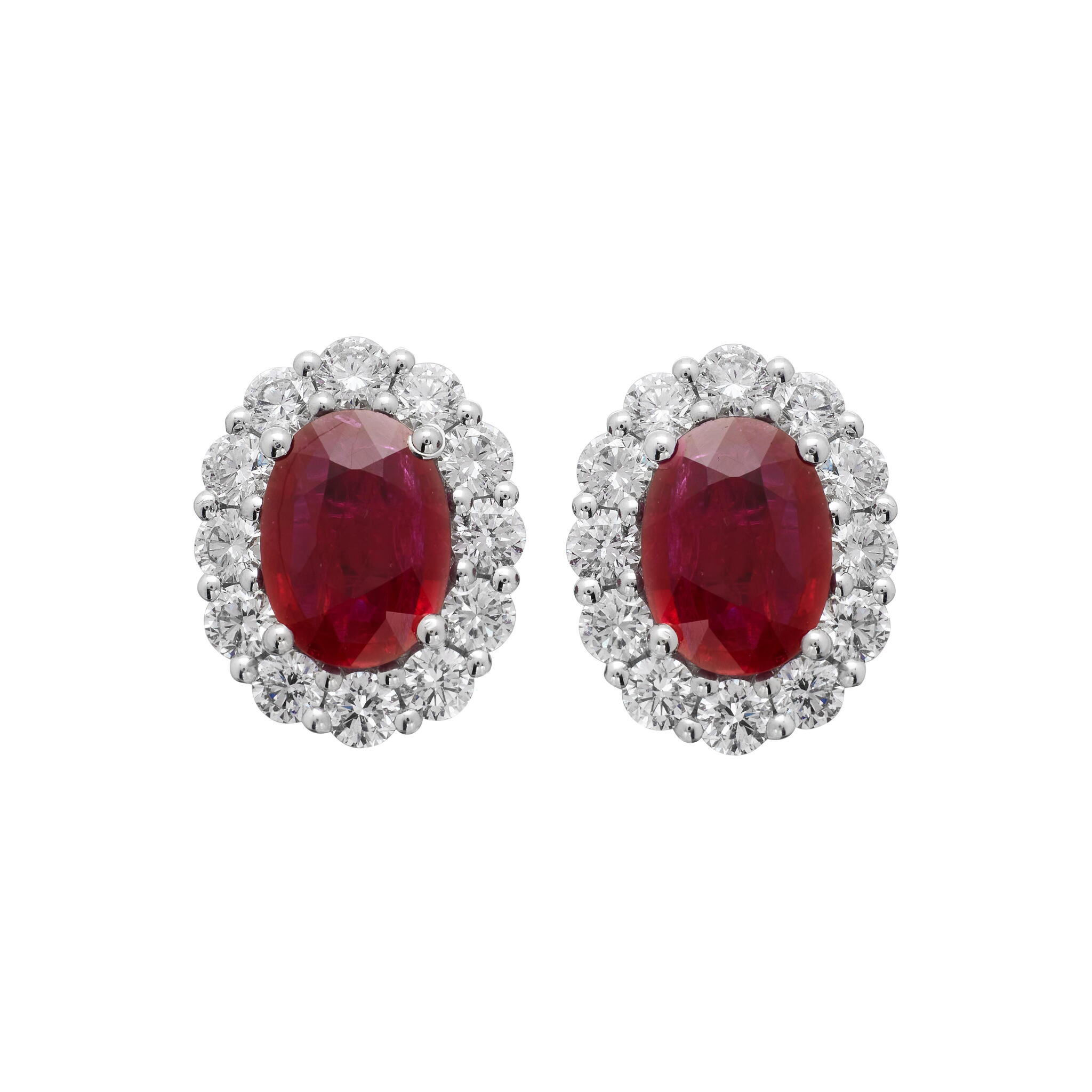 White Gold, 1.75ctw Ruby and Diamond Stud Earrings — view 1