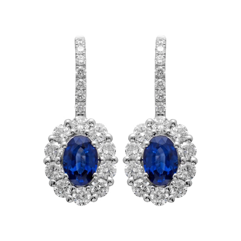 White Gold, 0.90ctw Sapphire and Diamond Earrings