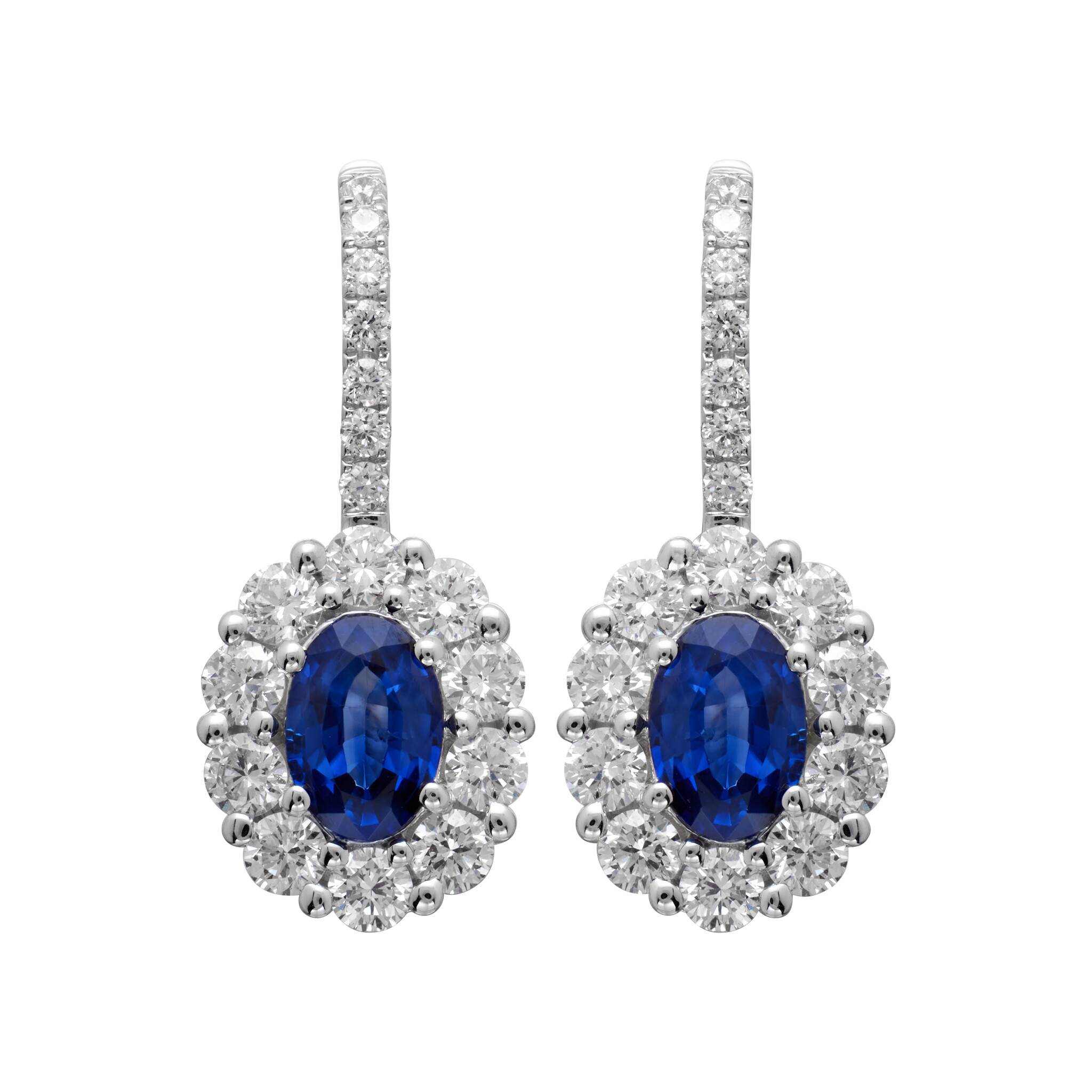 White Gold, 0.90ctw Sapphire and Diamond Earrings — view 1