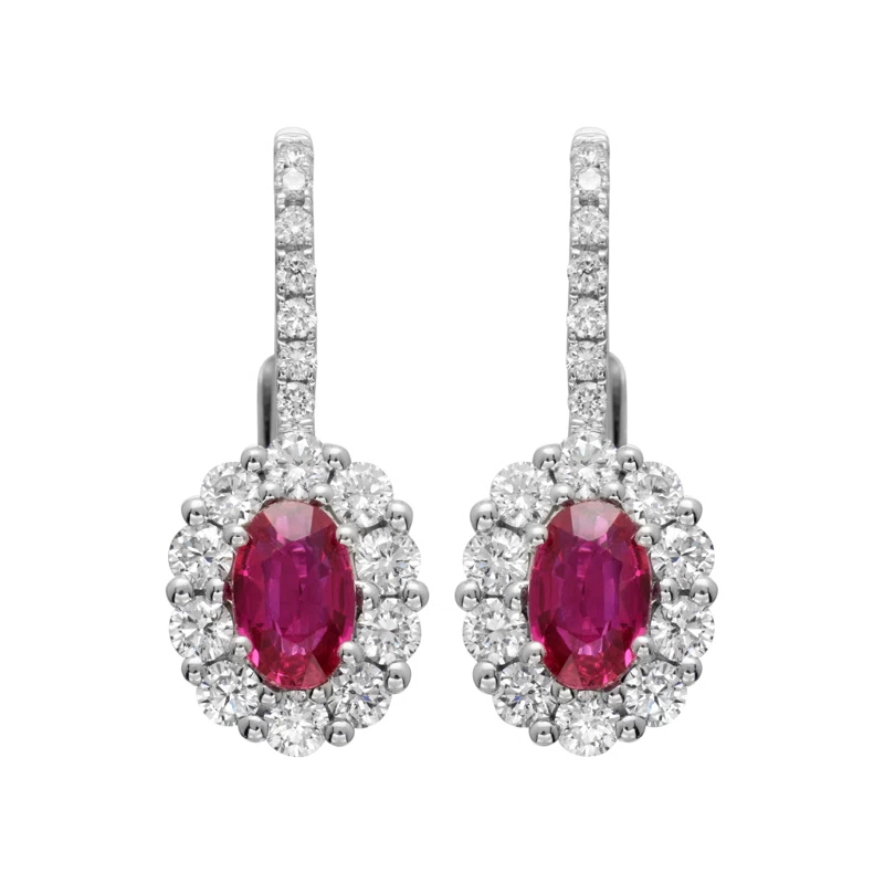 White Gold, 0.90ctw Ruby and Diamond Earrings