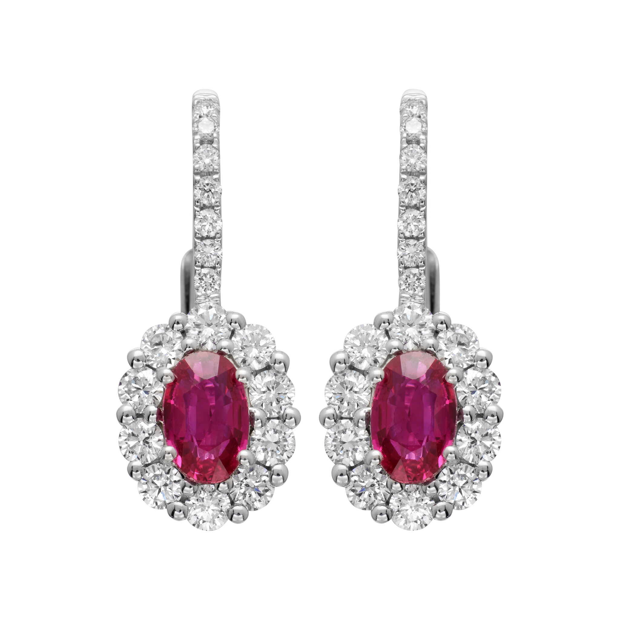 White Gold, 0.90ctw Ruby and Diamond Earrings — view 1