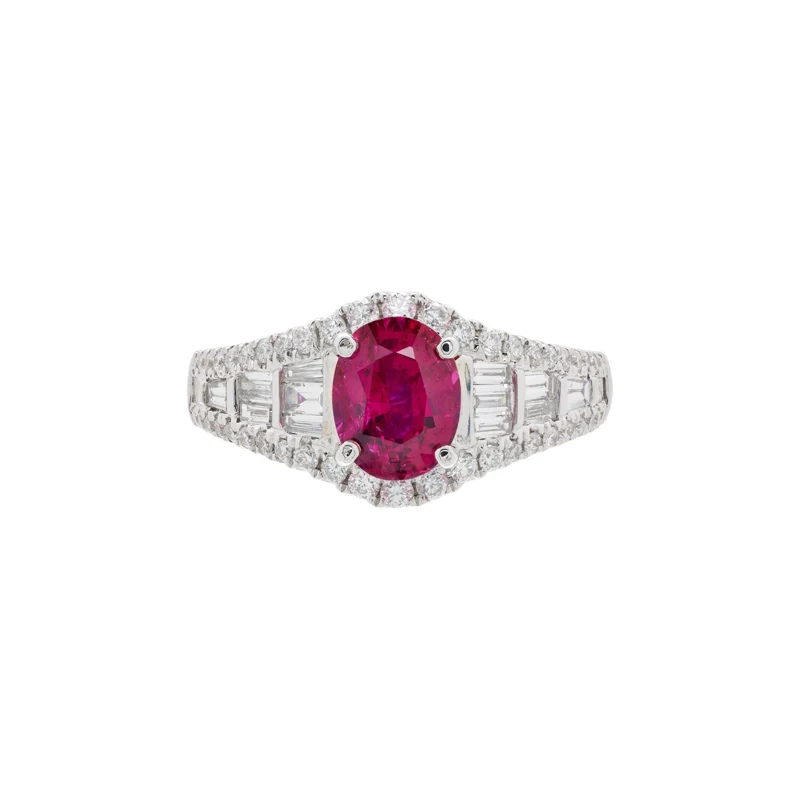 White Gold, 1.49ct Mozambique Ruby and Diamond Ring