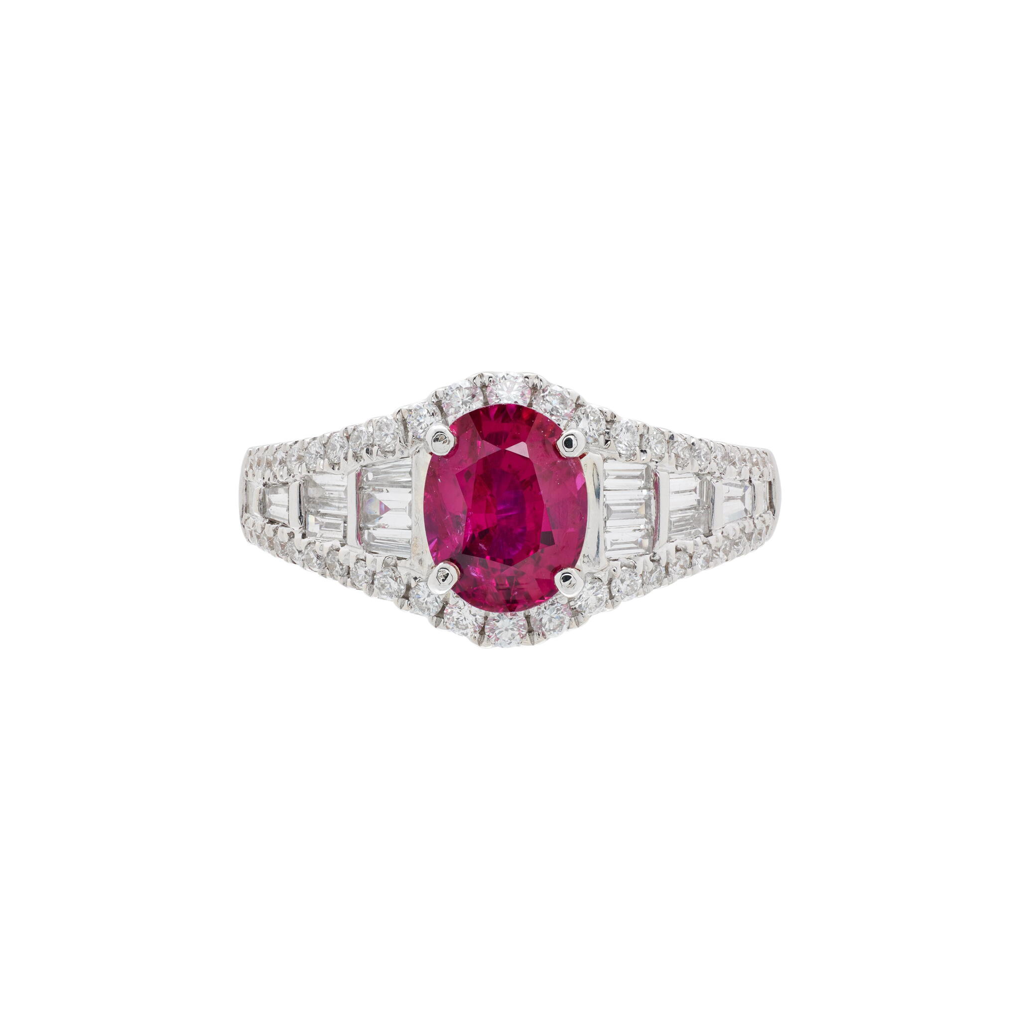 White Gold, 1.49ct Mozambique Ruby and Diamond Ring — view 1