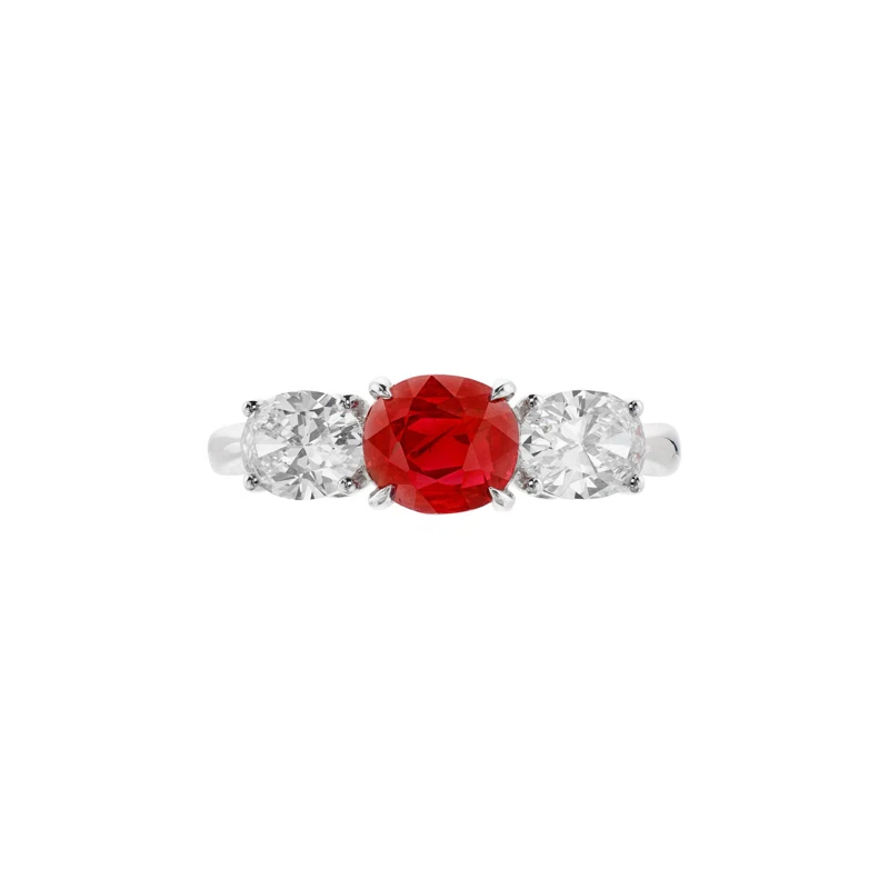 White Gold, 1.60ct Burmese Pigeon's Blood Ruby and Diamond Ring