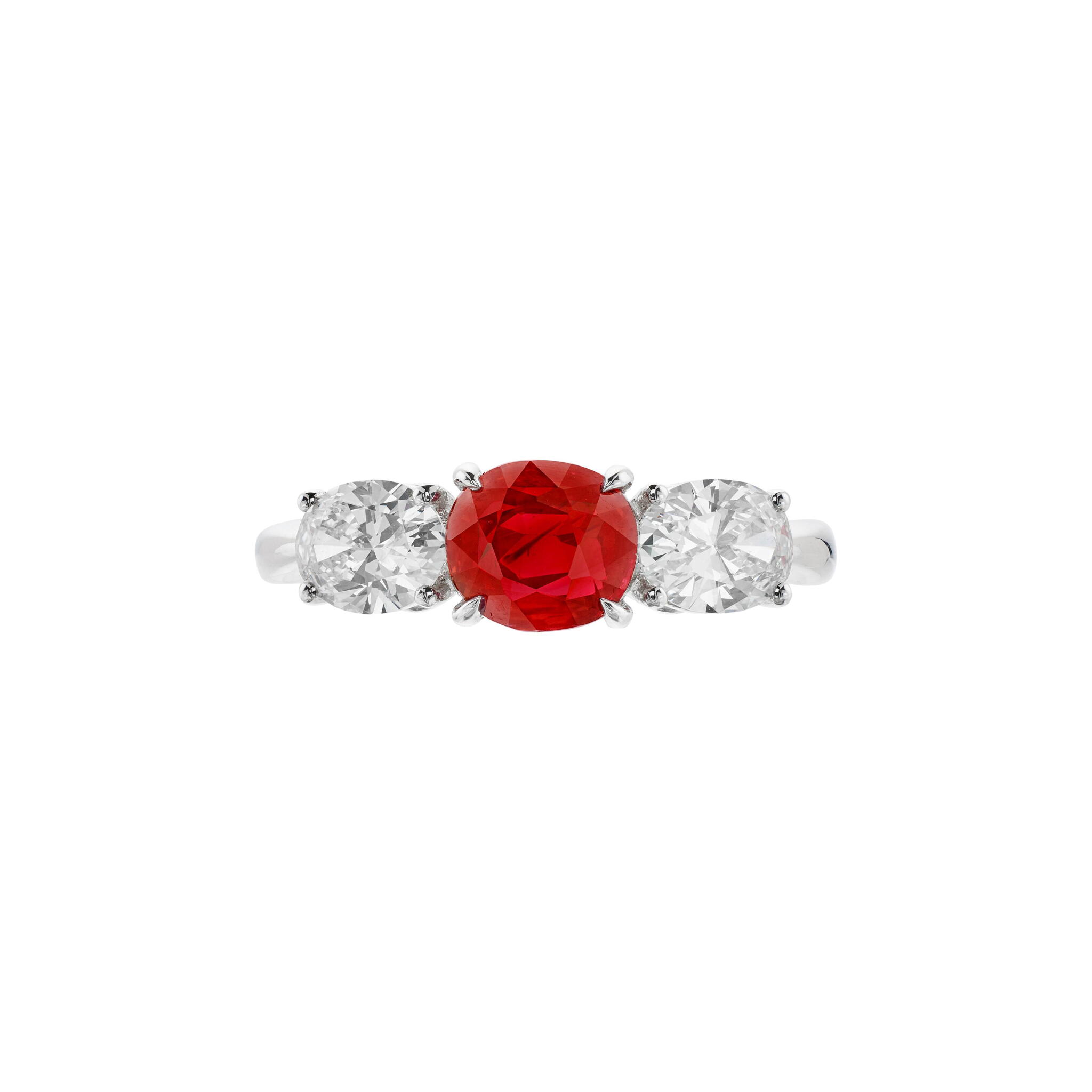 White Gold, 1.60ct Burmese Pigeon's Blood Ruby and Diamond Ring — view 1