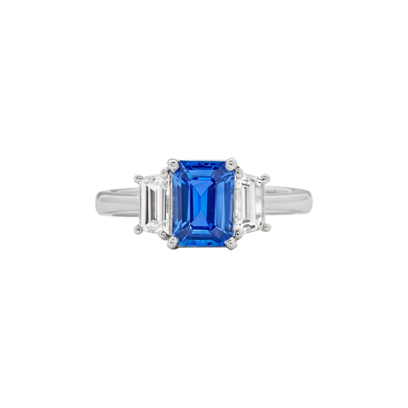 White Gold, 1.62ct Ceylon Sapphire and Diamond Ring