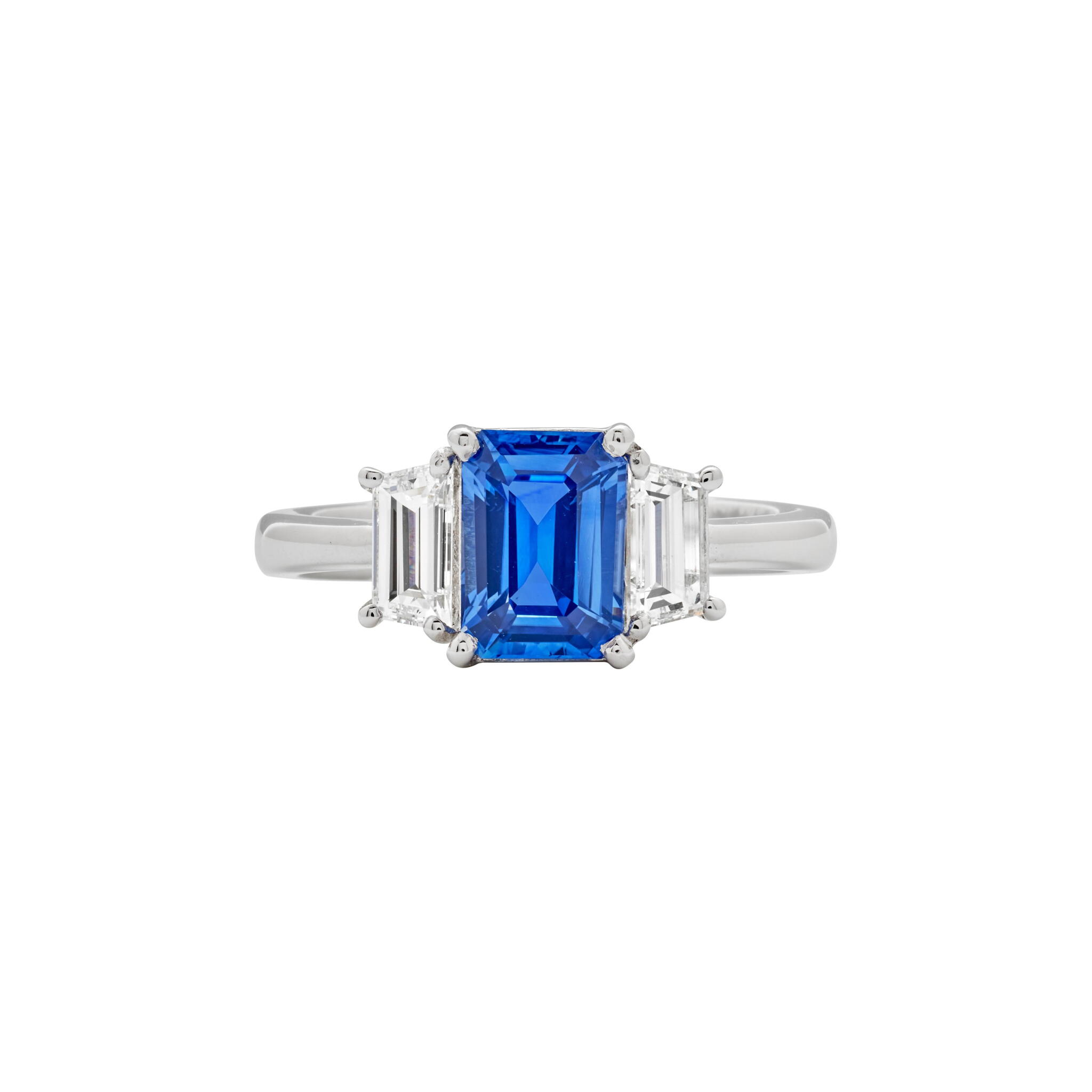 White Gold, 1.62ct Ceylon Sapphire and Diamond Ring — view 1