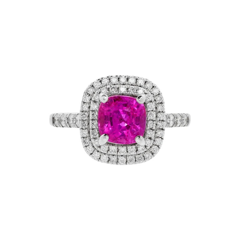 White Gold, 1.70ct Mozambique Pink Sapphire and Diamond Ring