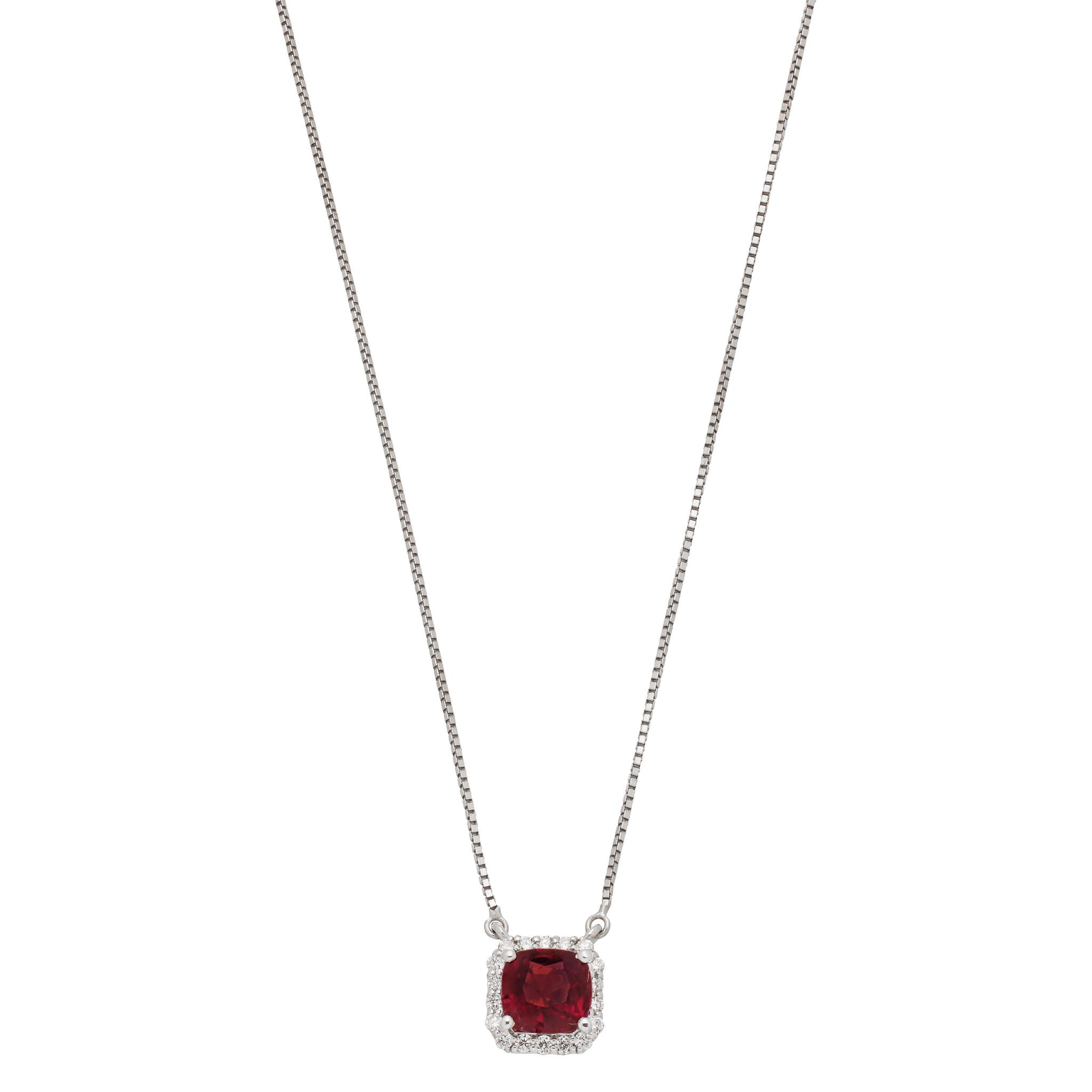 White Gold, 1.78ct Burmese Spinel and Diamond Pendant Necklace — view 1