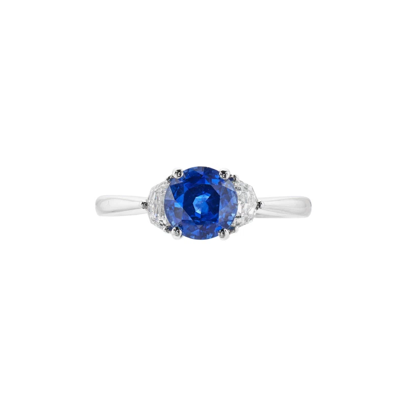 White Gold, 1.83ct Madagascar Sapphire and Diamond Ring