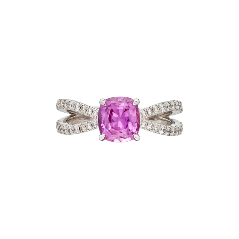 White Gold, 1.85ct Ceylon Pink Sapphire and Diamond Ring