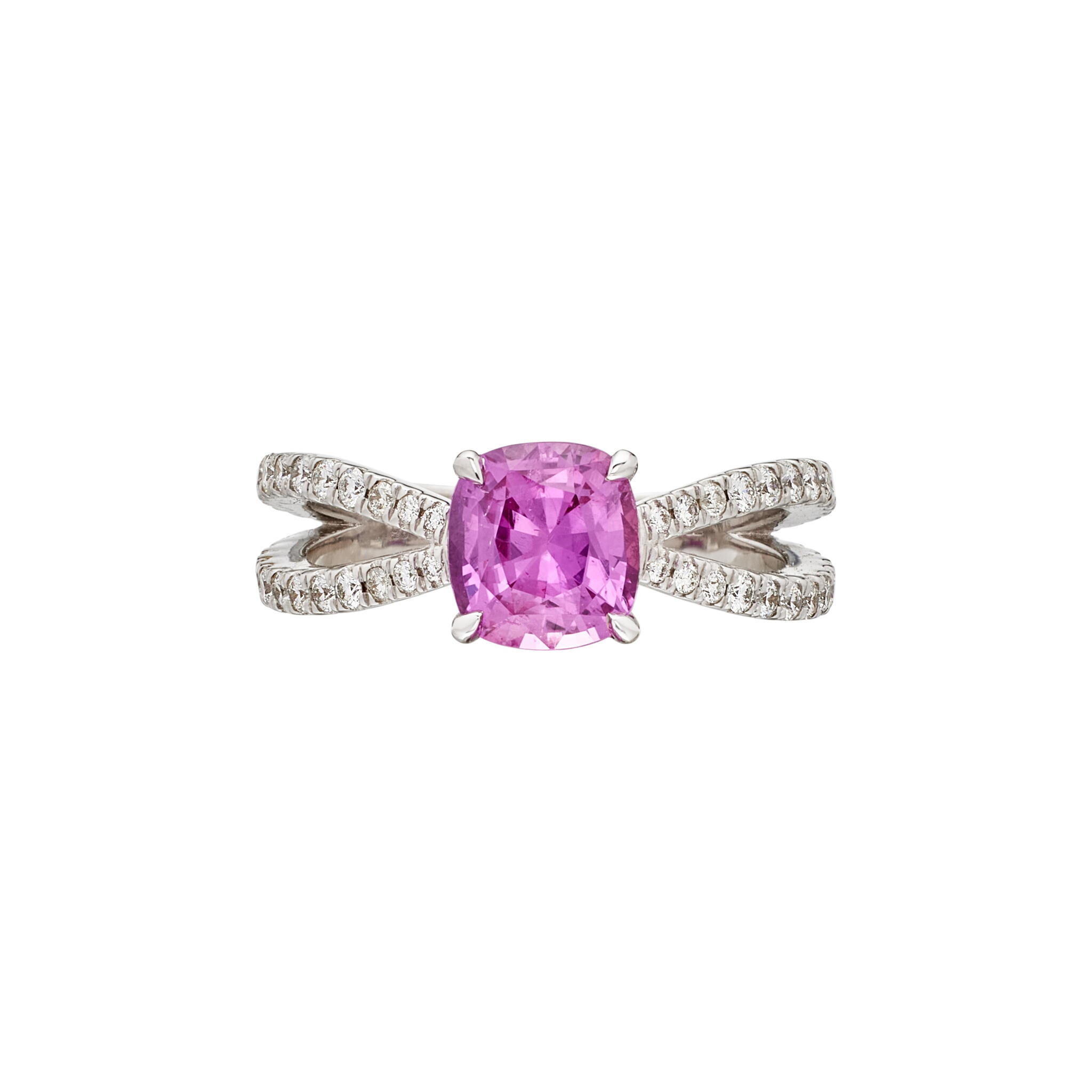 White Gold, 1.85ct Ceylon Pink Sapphire and Diamond Ring — view 1