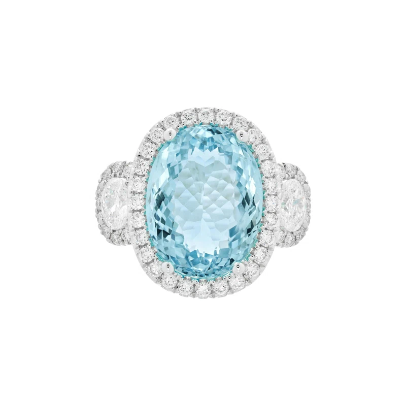 White Gold, 11.05ct Aquamarine and Diamond Ring