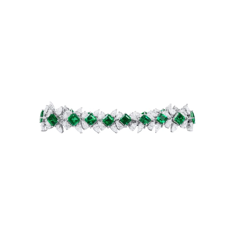 White Gold, 11.07ctw Colombian Emerald and Diamond Bracelet