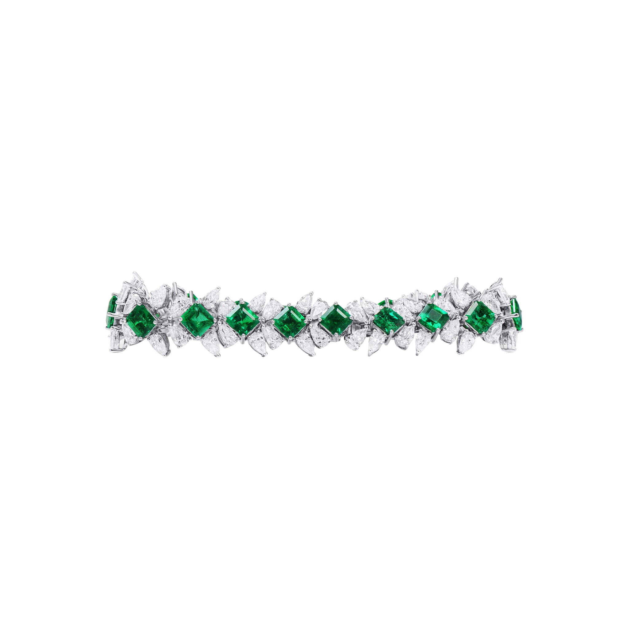 White Gold, 11.07ctw Colombian Emerald and Diamond Bracelet — view 1