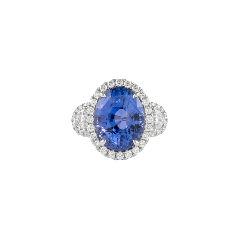 White Gold, 12.05ct Ceylon Sapphire and Diamond Ring