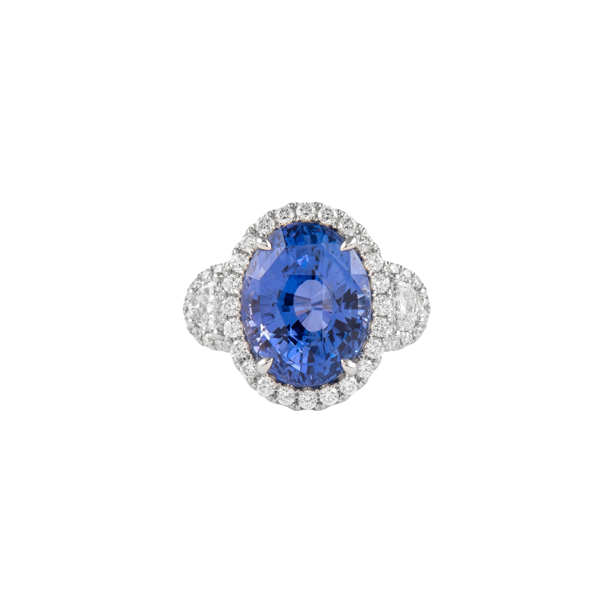 White Gold, 12.05ct Ceylon Sapphire and Diamond Ring — view 1