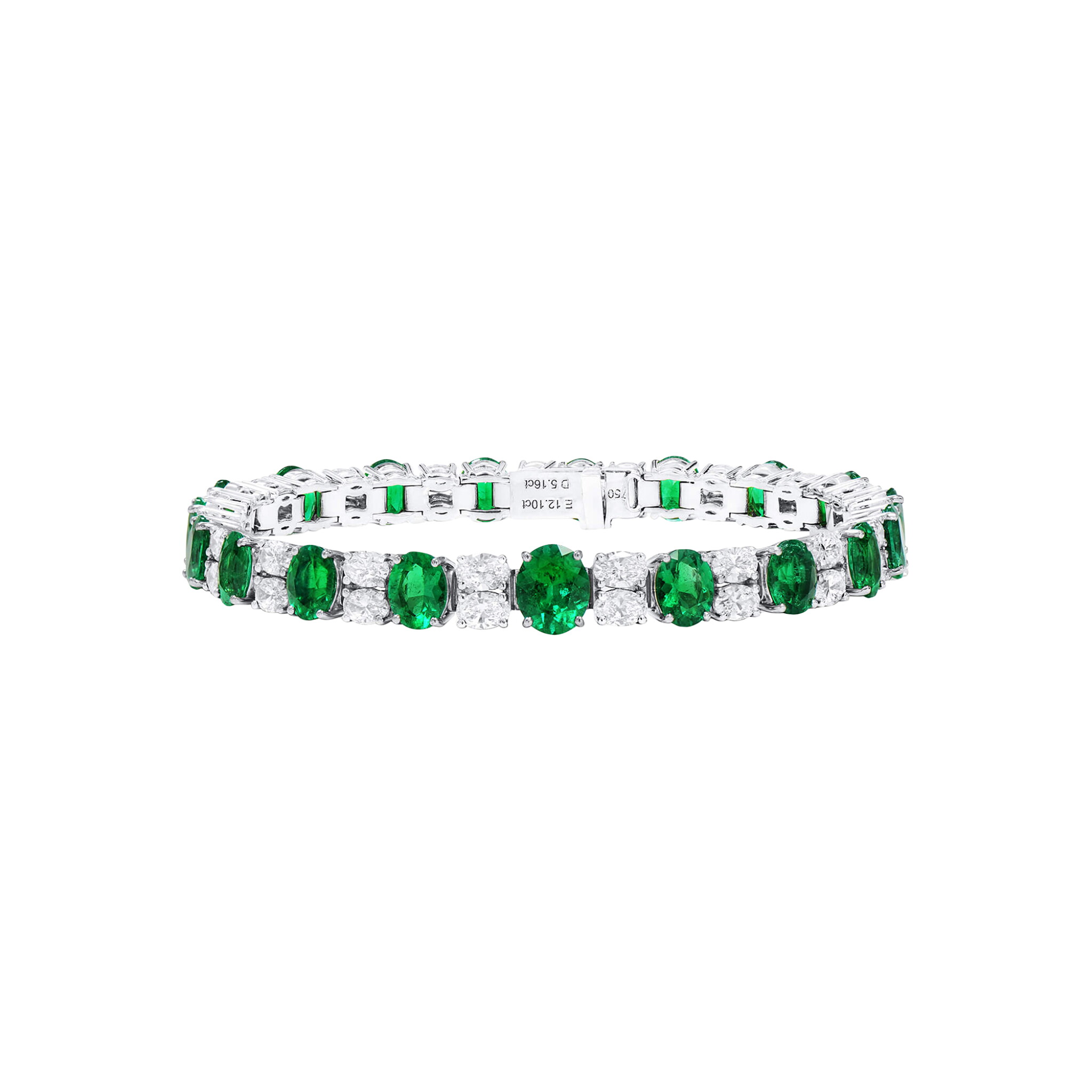 White Gold, 12.10ctw Colombian Emerald and Diamond Bracelet — view 1