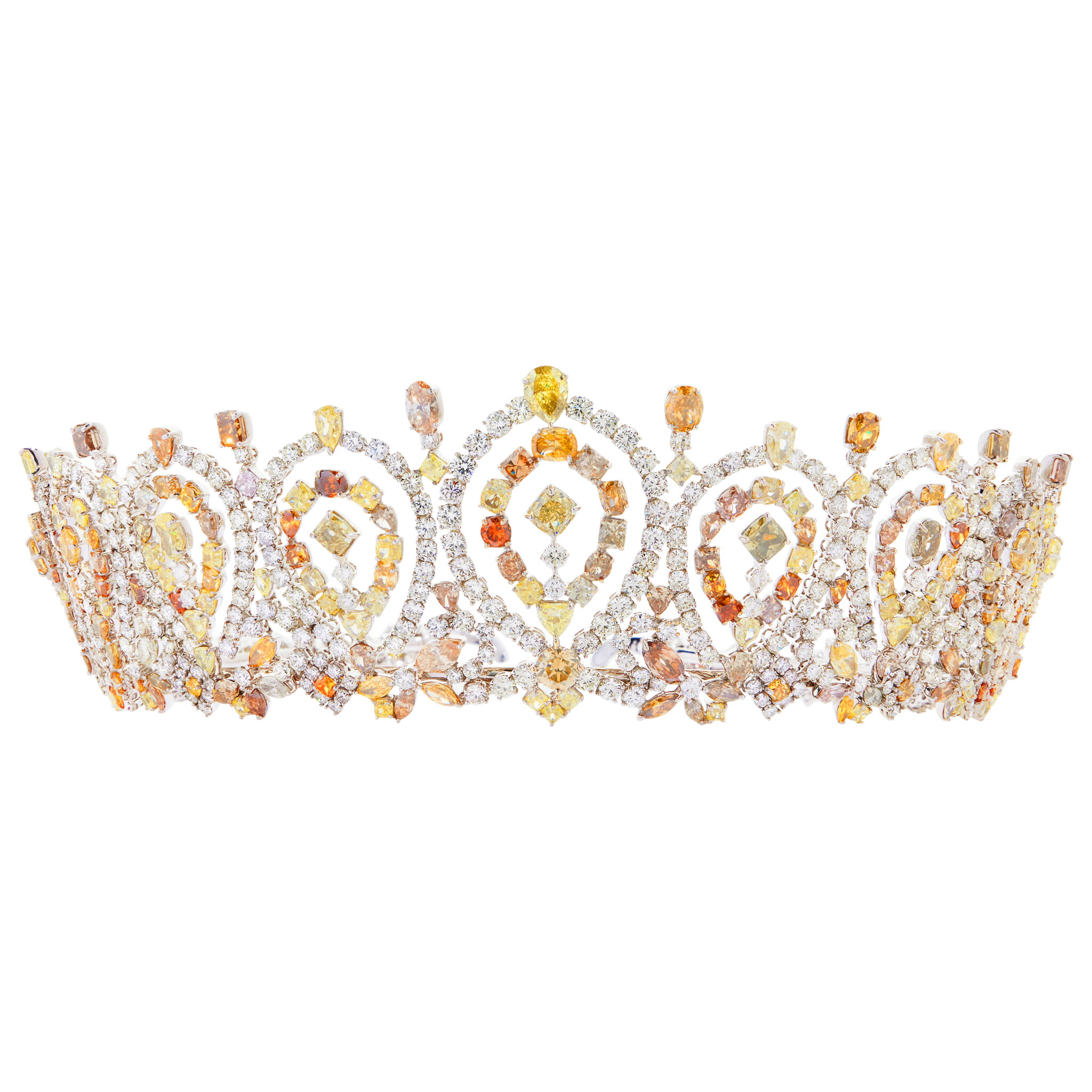 White Gold 127.80ctw Fancy Colored Diamond and 62.30ctw Diamond Tiara  — view 1