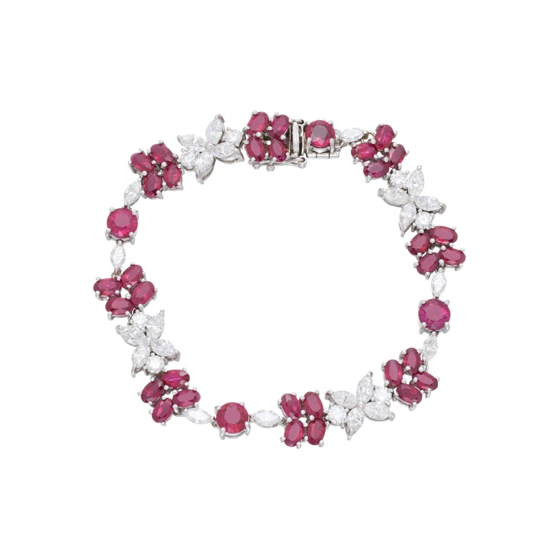 White Gold, 14.00ctw Burmese Pigeon's Blood Ruby and Diamond Bracelet