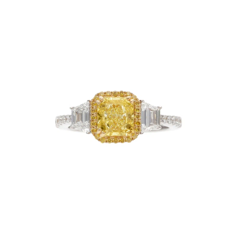 White Gold, 1.41ct Fancy Intense Yellow Diamond and Diamond Engagement Ring
