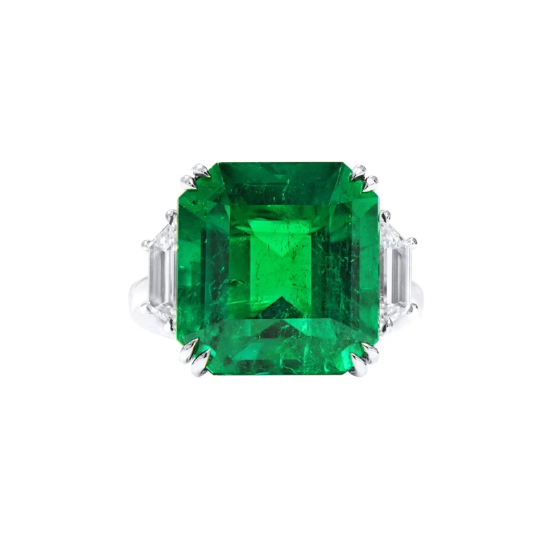 White Gold, 16.00ct Colombian Emerald and Diamond Ring
