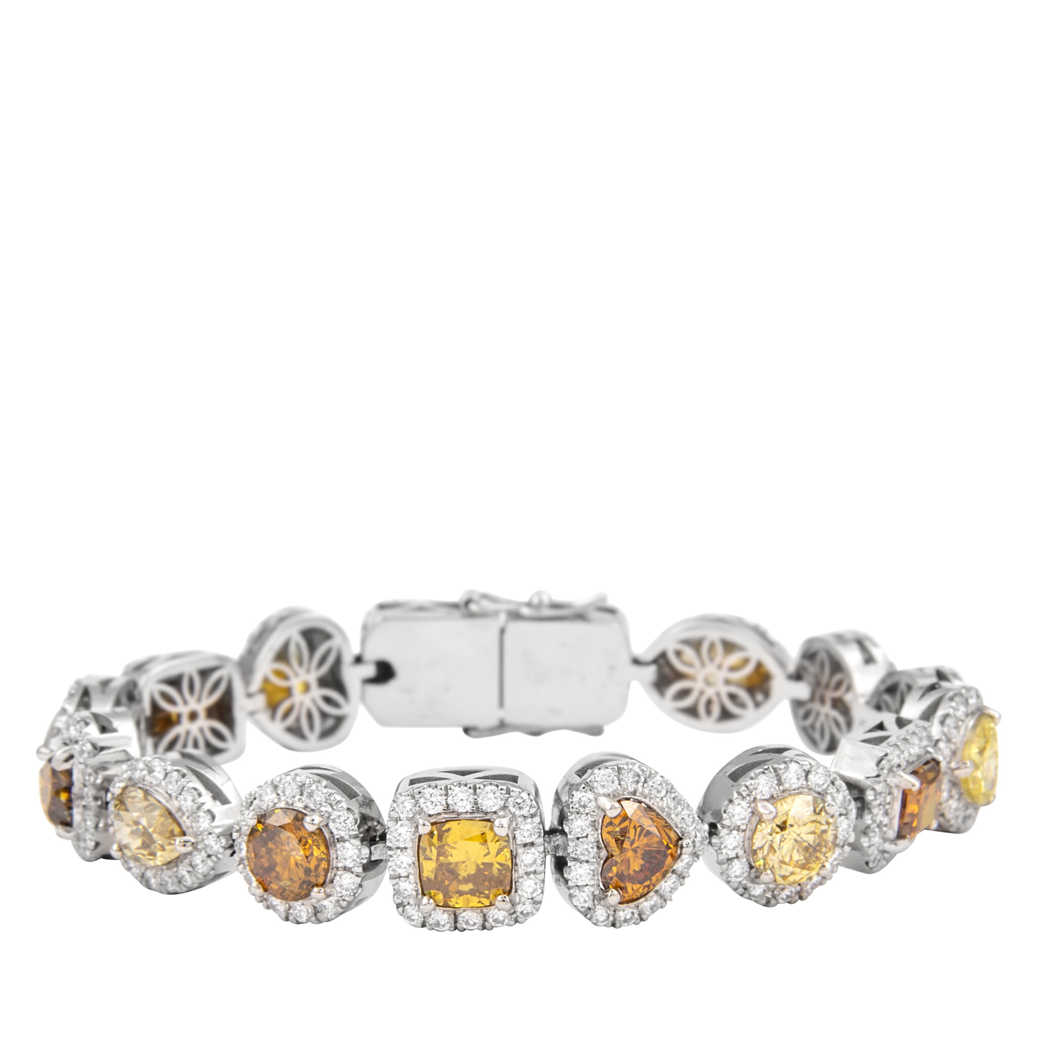 White Gold, 18.99ct Multi-Shape Fancy Color Diamond and Diamond Bracelet — view 1