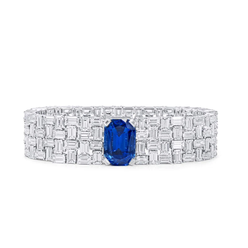 White Gold, 18.66ct Burmese Sapphire and Diamond Convertible Bracelet