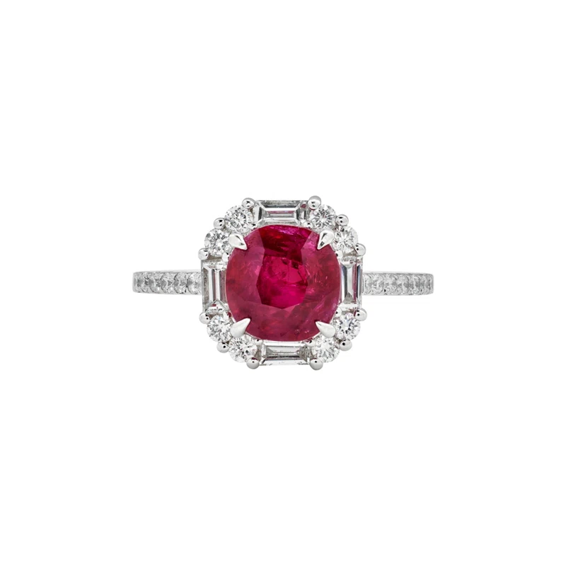 White Gold, 2.01ct Burmese Ruby and Diamond Ring