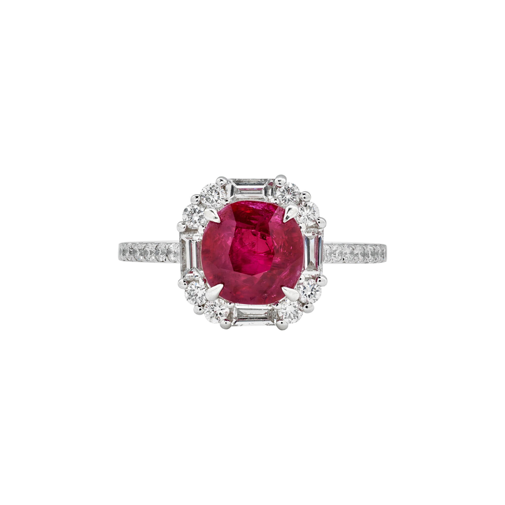 White Gold, 2.01ct Burmese Ruby and Diamond Ring — view 1