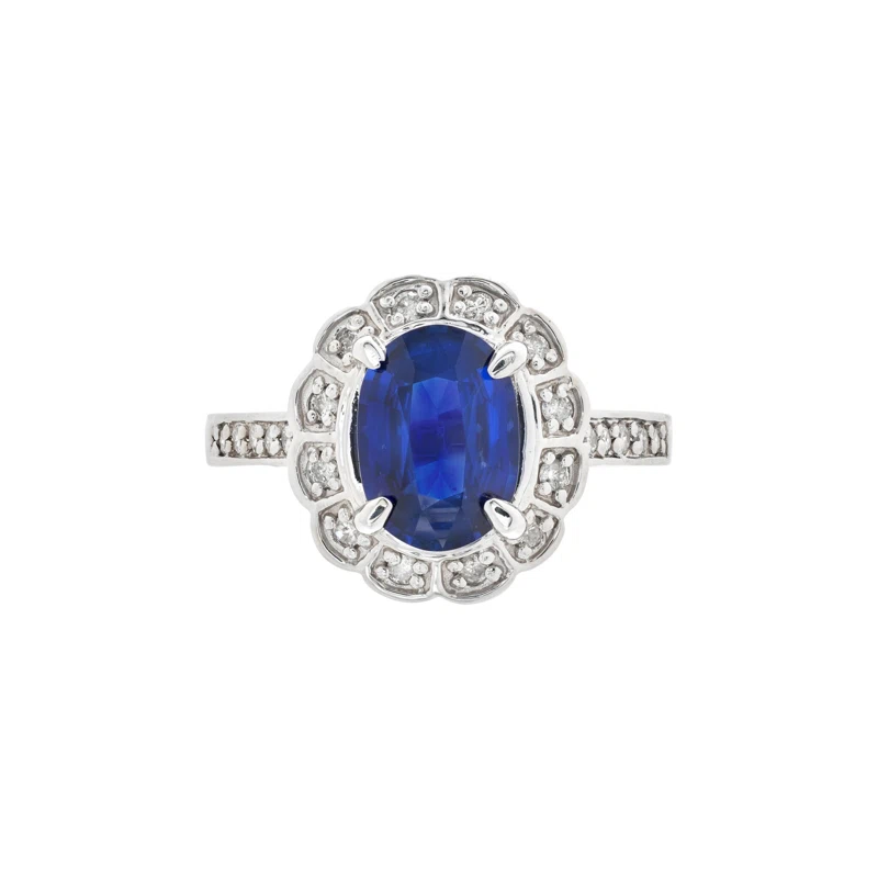 White Gold, 2.03ct Ceylon Royal Blue Sapphire and Diamond Ring