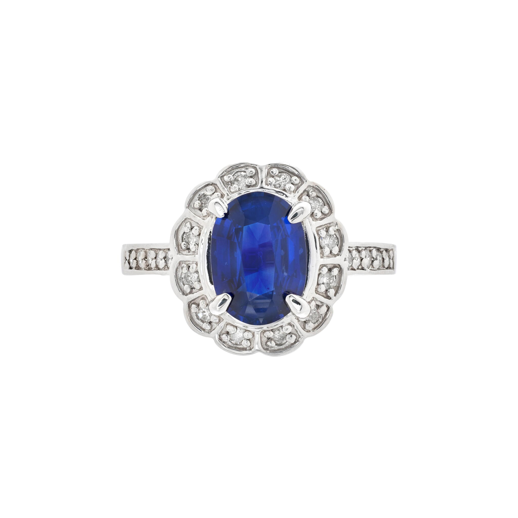 White Gold, 2.03ct Ceylon Royal Blue Sapphire and Diamond Ring — view 1
