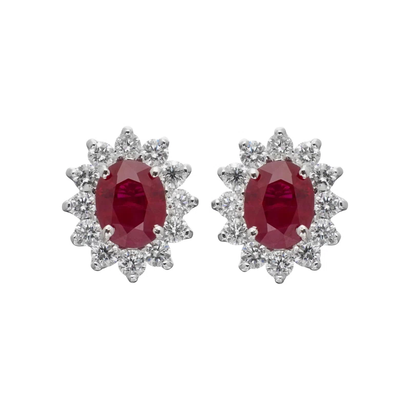 White Gold, 2.20ctw Ruby and Diamond Stud Earrings