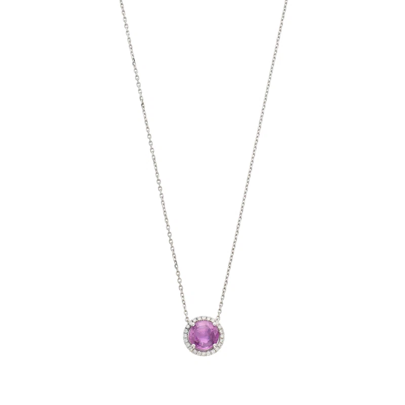 White Gold, 2.27ct Ceylon Pink Sapphire and Diamond Pendant Necklace