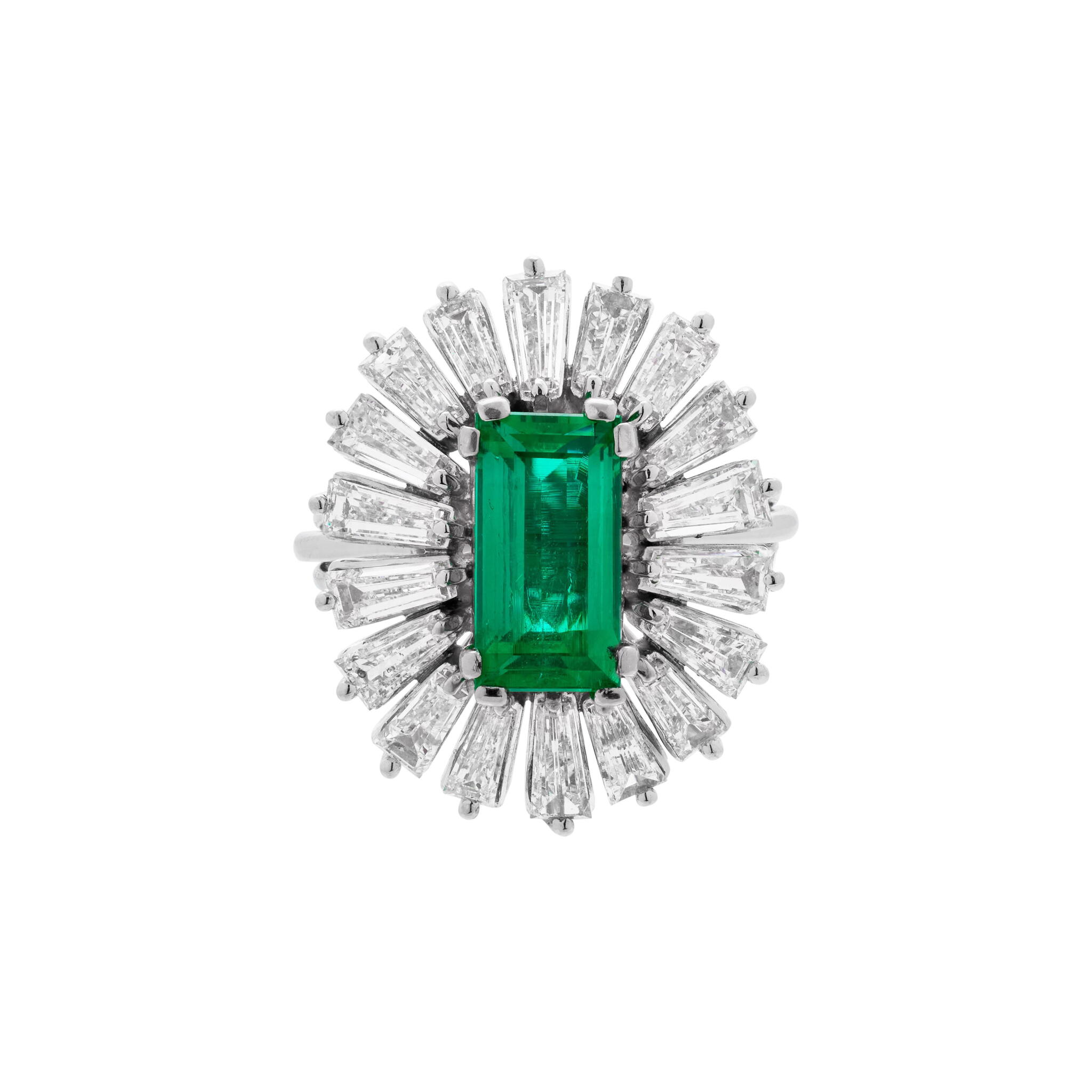 White Gold, 2.40ct Colombian Emerald and Diamond Ring — view 1