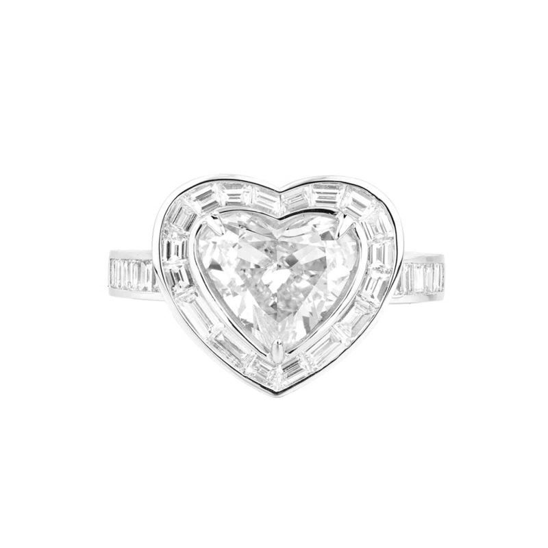 White Gold, 2.01ct Heart Shaped Diamond and Diamond Ring