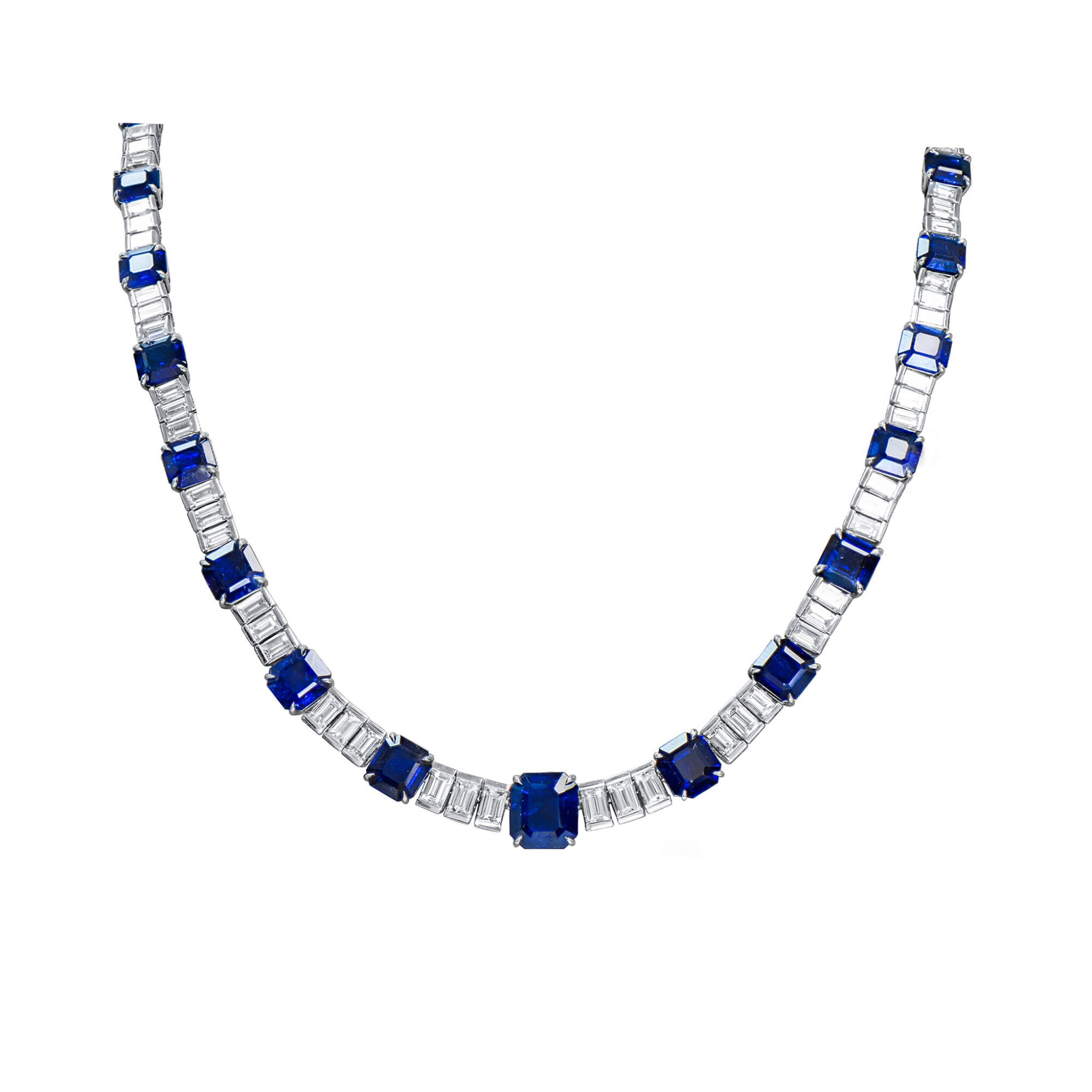 White Gold, 22.40ct Sapphire and 39.00ct Diamond Necklace — view 1