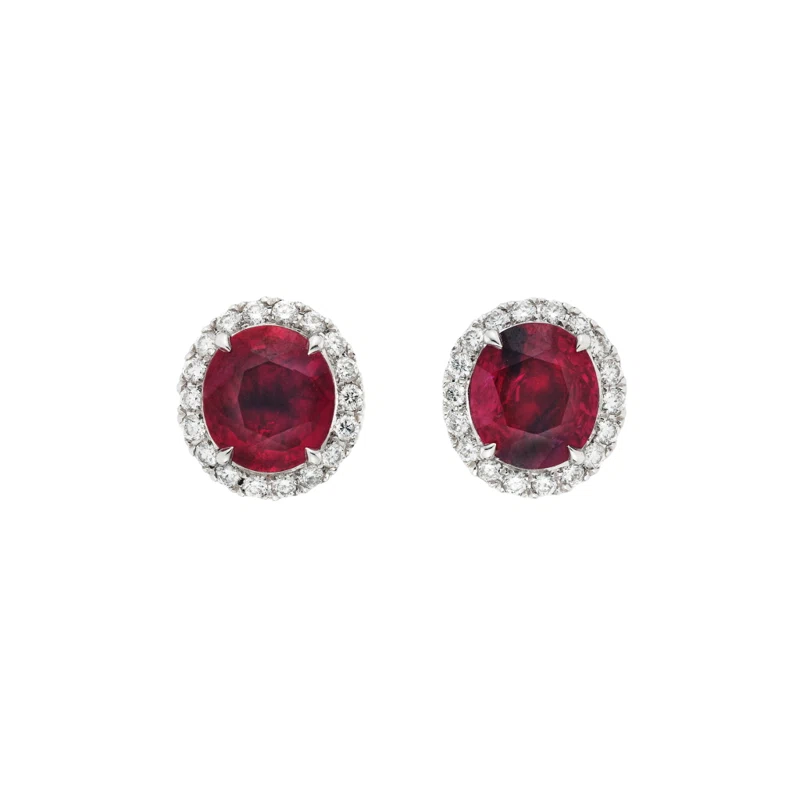 White Gold, 2.36ctw Burmese Ruby and Diamond Drop Earrings