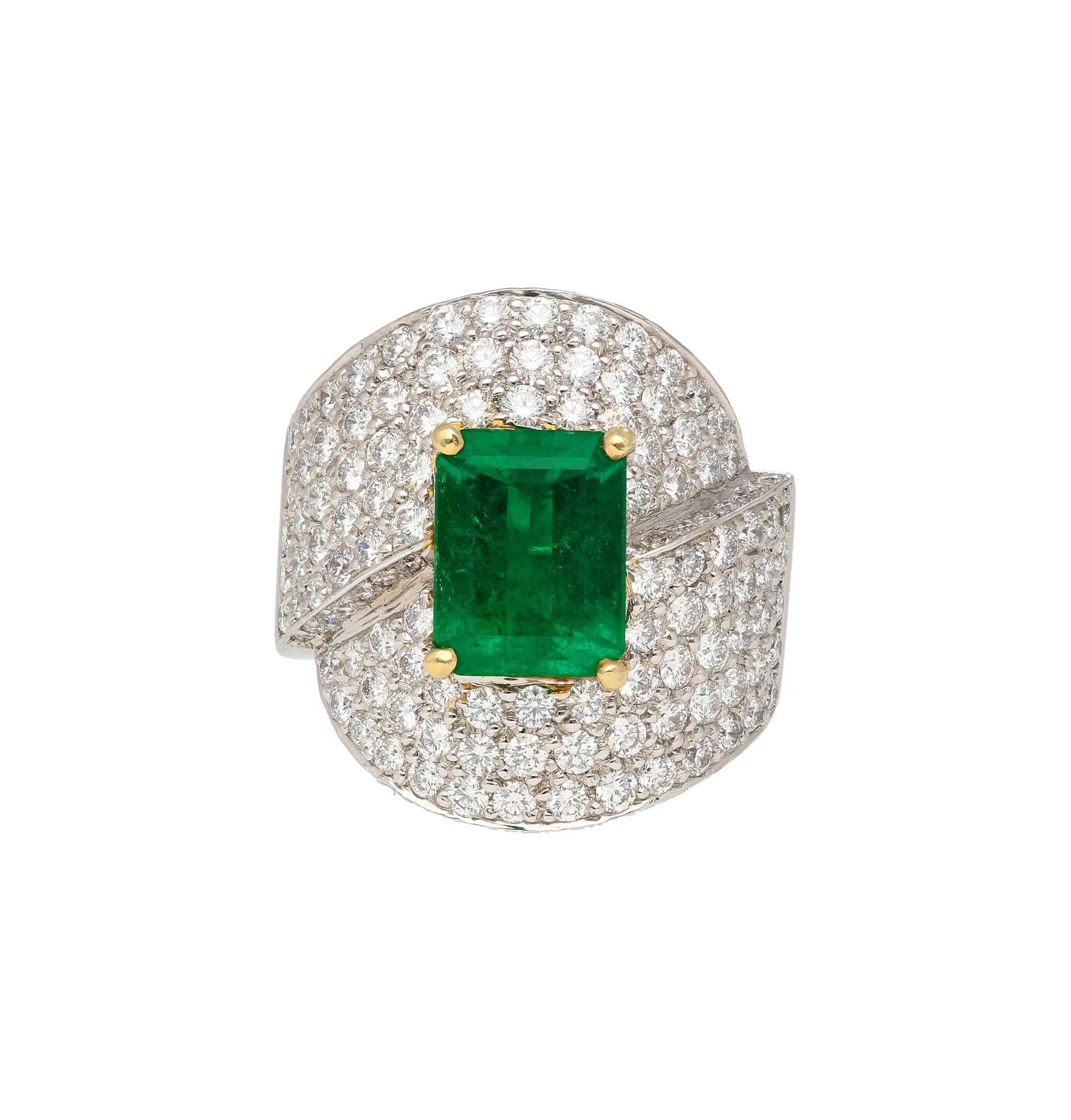 White Gold, Gold, 2.53ct Colombian Emerald and Diamond Ring  — view 1