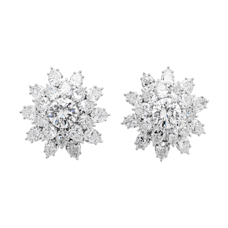 White Gold, 2.63ctw Round Brilliant Cut Diamond and Diamond Earclips