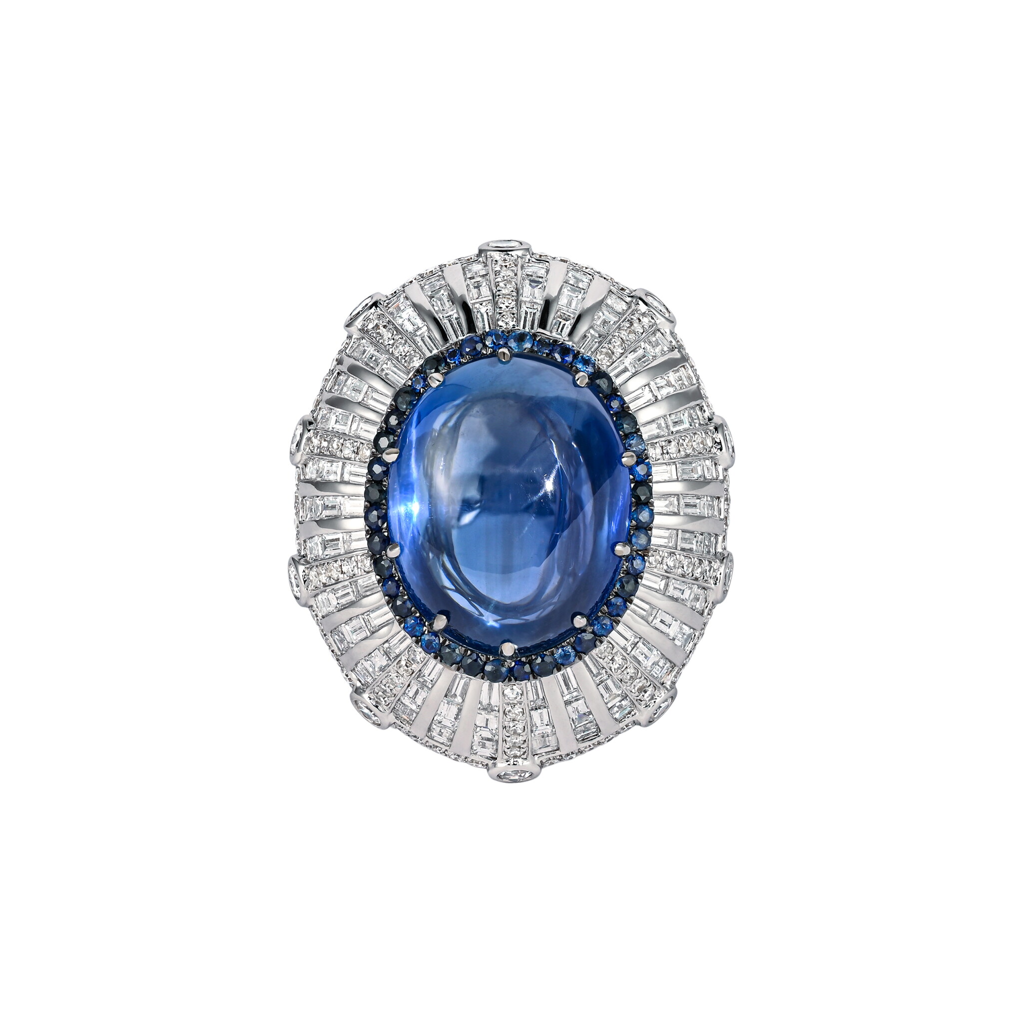 White Gold, 26.47ct Ceylon Sapphire, Sapphire and Diamond Ring — view 1
