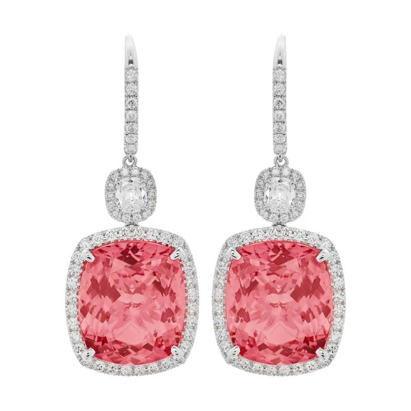 White Gold, 27.20ctw Tourmaline and Diamond Drop Earrings