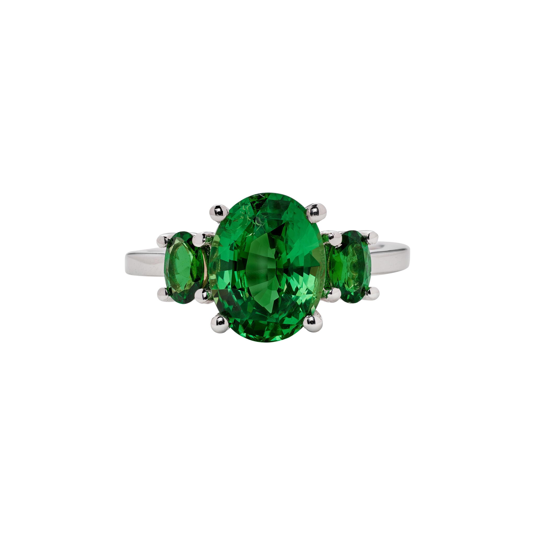 White Gold, 3.14ct Tsavorite Garnet and Tsavorite Garnet Ring — view 1