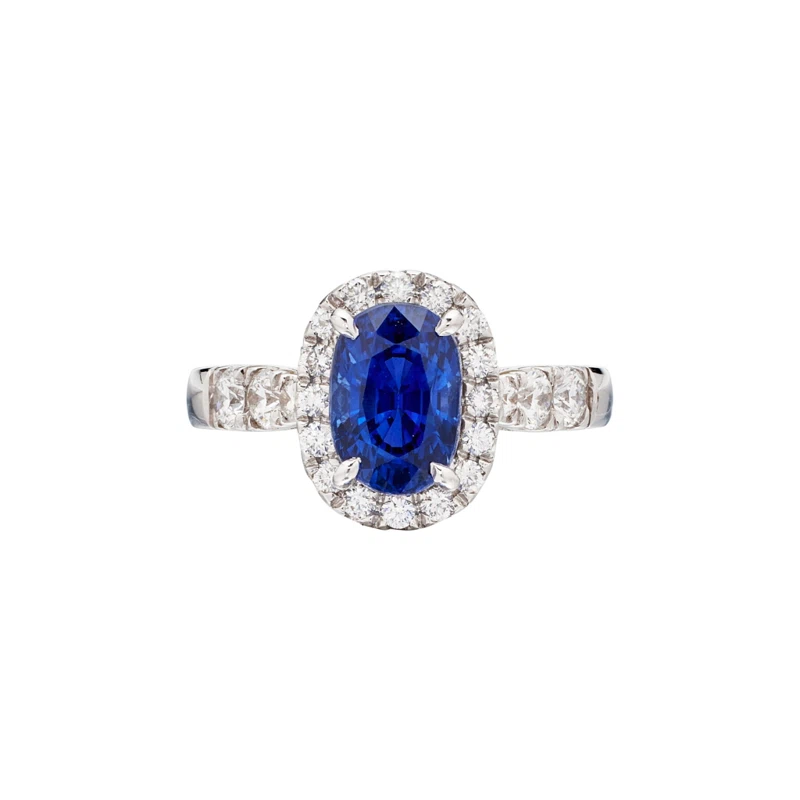 White Gold, 3.17ct Ceylon Royal Blue Sapphire and Diamond Ring