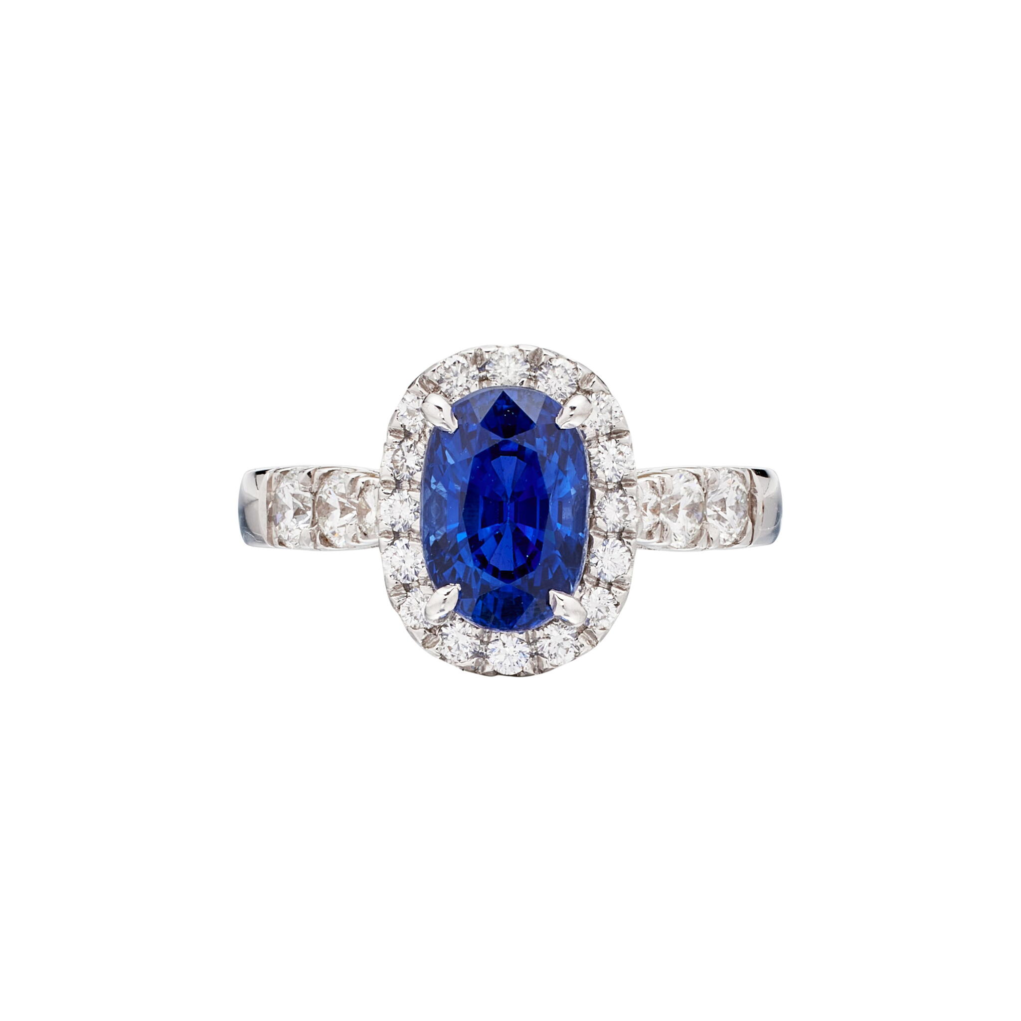 White Gold, 3.17ct Ceylon Royal Blue Sapphire and Diamond Ring — view 1