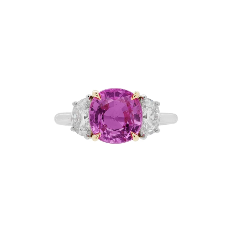 Platinum, Gold, 3.47ct Madagadscar Pink Sapphire and Diamond Ring