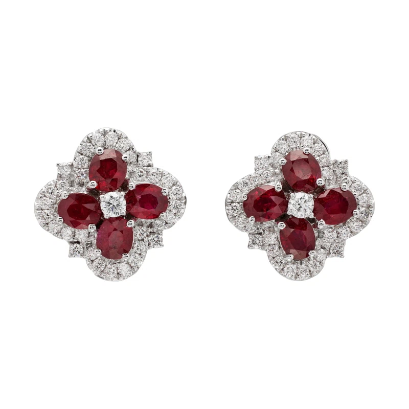 White Gold, 3.63ctw Ruby and Diamond Earrings