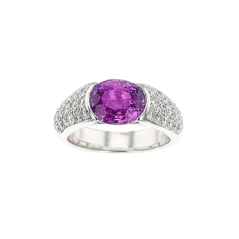 White Gold, 3.55ct Pink Sapphire and Diamond Ring