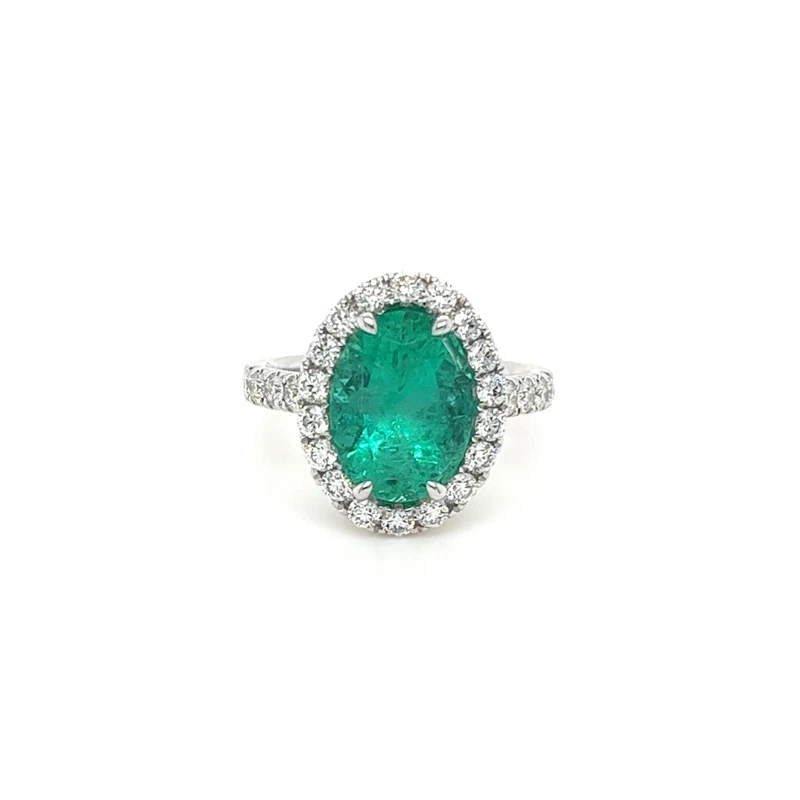 White Gold, 3.68ct Colombian Emerald and Diamond Ring